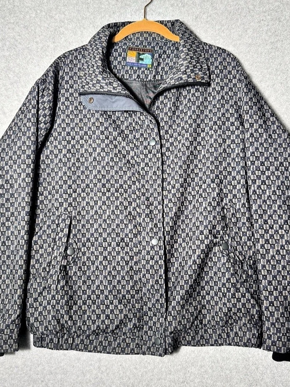 Forrester’s Golf Rain Jacket Gore-Tex Mens Large Blue Geometric Vintage 90s USA